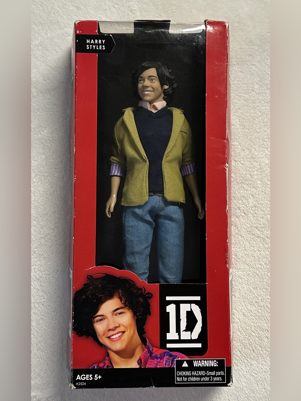 2012 HASBRO ONE DIRECTION sealed harry styles doll, box has wear.